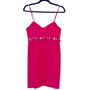 Vintage Women's Chetta B Mini Dress Beaded Size 4 Pink Funky Colorful